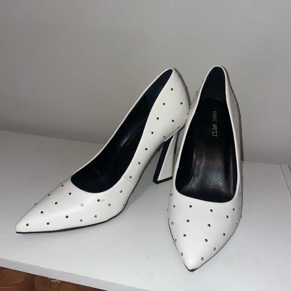 Nine West White Perforated Stiletto Heels